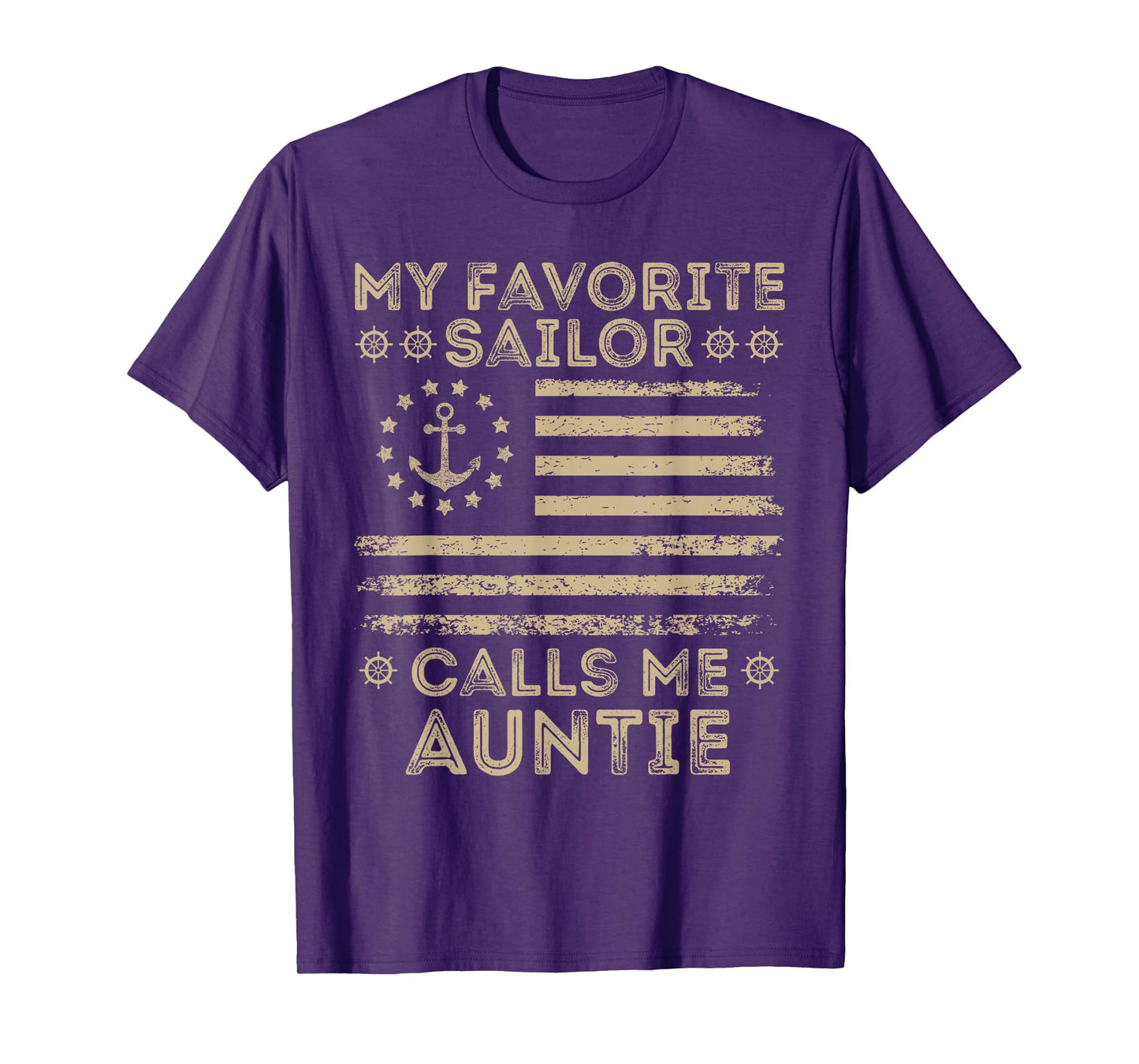 My Favorite Sailor Calls Me Auntie Sailor Auntie US Flag T-Shirt