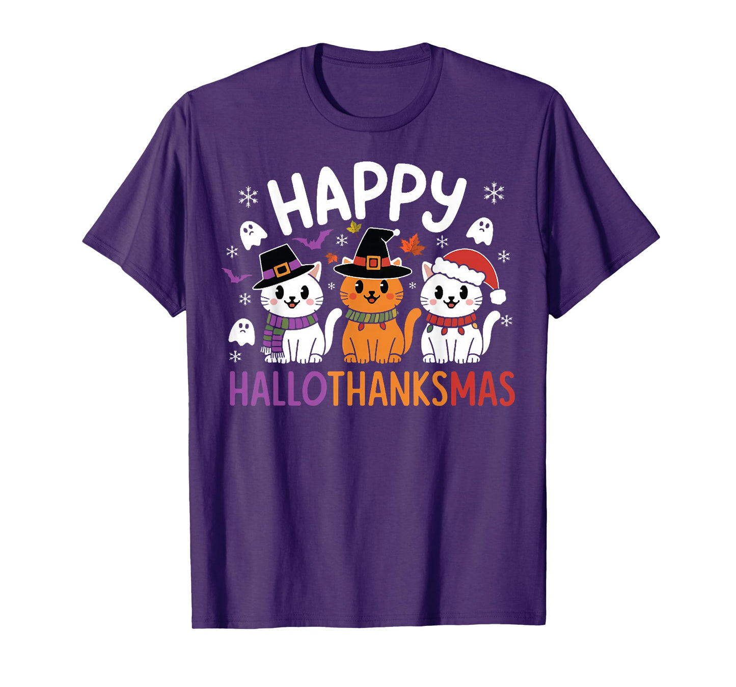 Happy Hallothanksmas Halloween Thanksgiving Christmas Outfit T-Shirt
