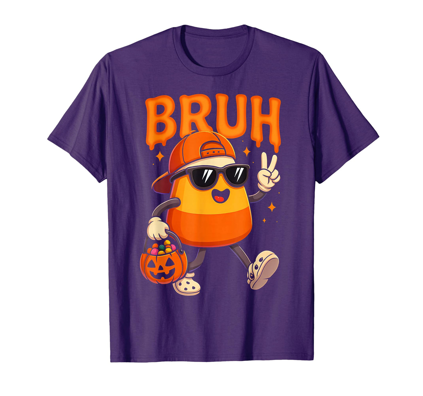 Bruh Halloween Team Candy Corn Trick Or Treat Kids Boy Funny T-Shirt