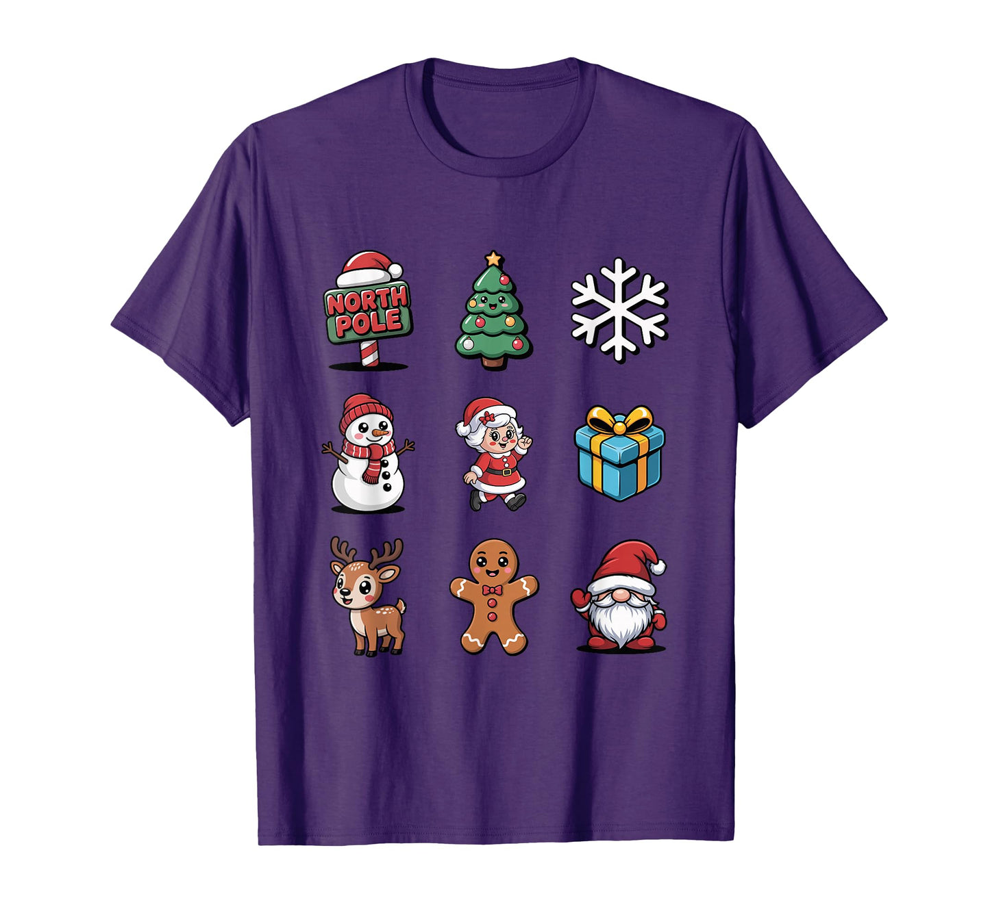Cute Santa Gnome Tree Reindeer North Pole T-Shirt
