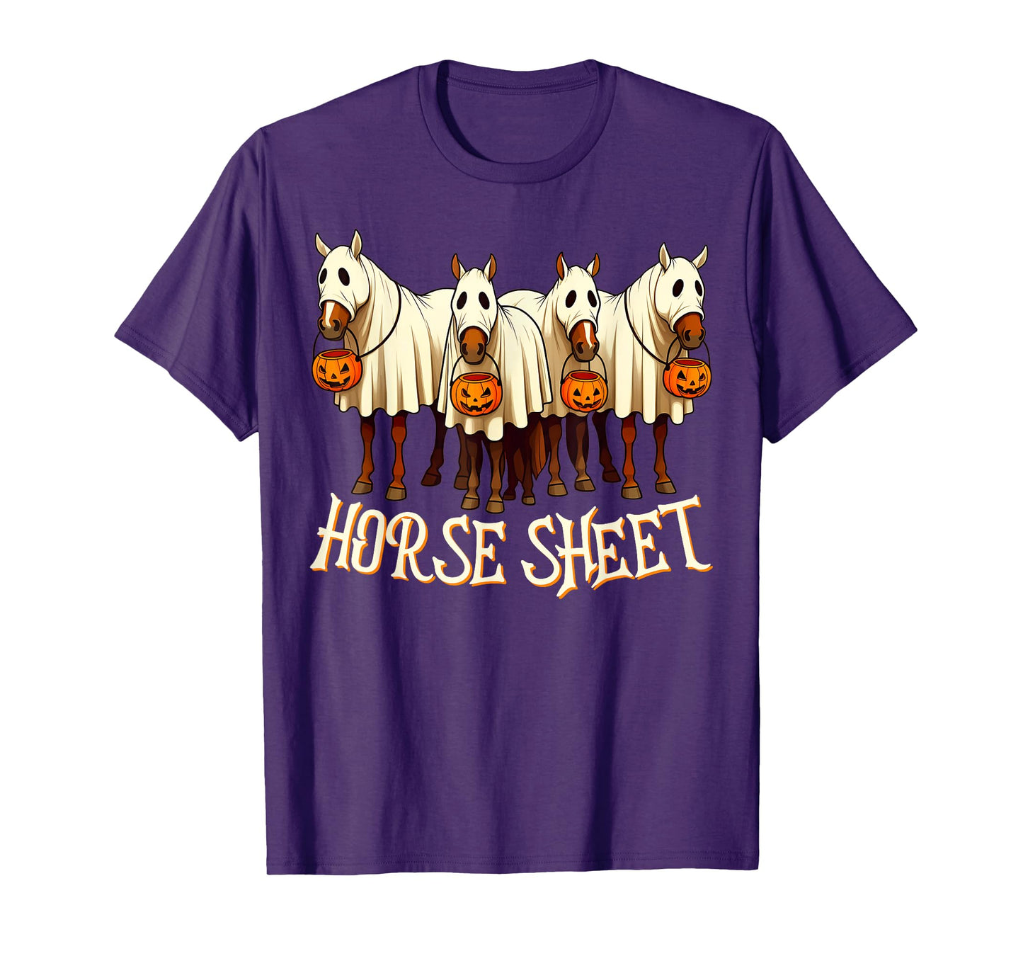 Cute Horse Sheet Ghost Horse Spooky Season Halloween Costume T-Shirt