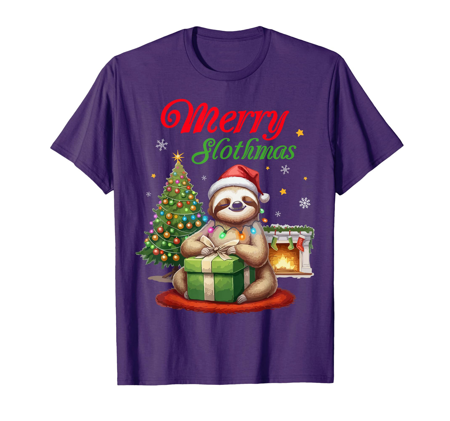 Cute Sloth Santa Christmas Merry Slothmas Slo Ho Ho Xmas T-Shirt
