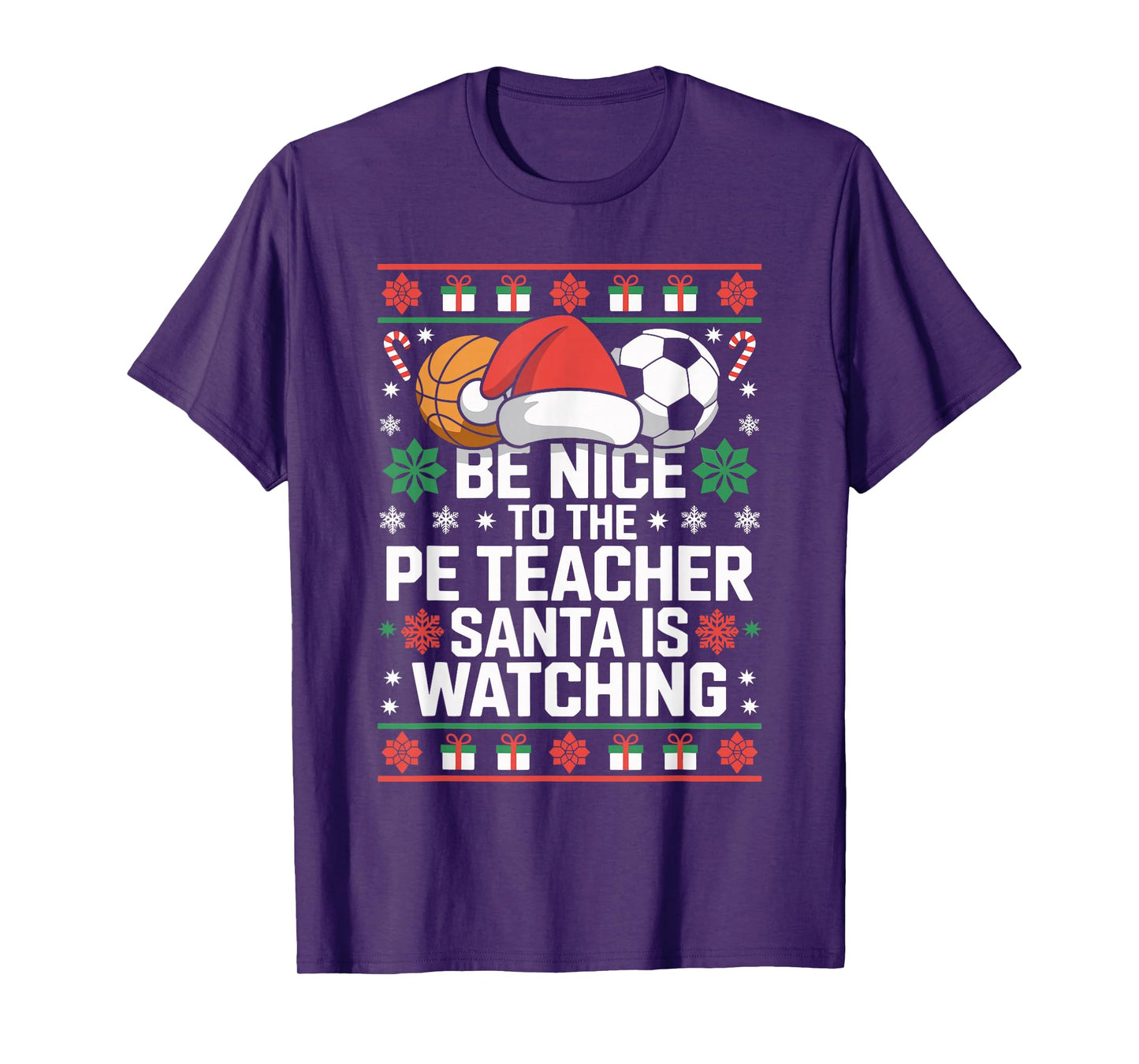 PE Teacher Ugly Christmas Sweater Physical Education Xmas T-Shirt