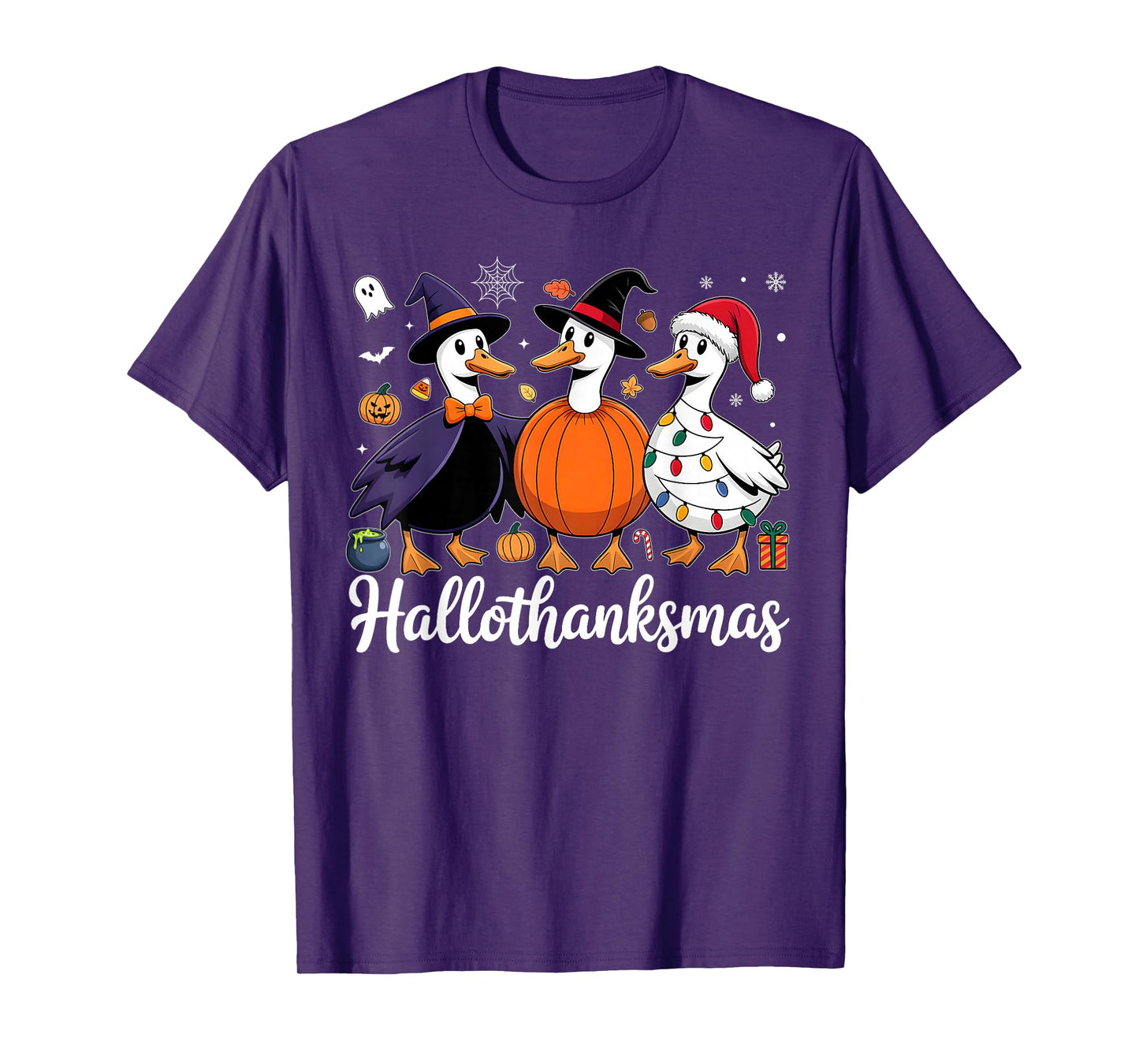 Duck Halloween Thanksgiving Christmas Happy HalloThanksMas T-Shirt