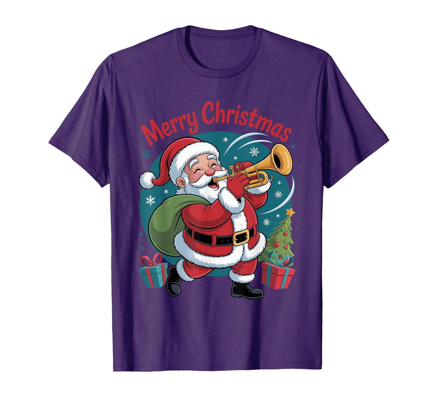 Funny Santa Playing Trumpet Holiday Chrismas Xmas Pajama T-Shirt