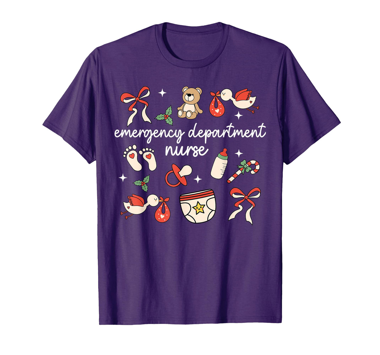 Groovy Emergency Department Christmas Santa ER Crew Nurse T-Shirt