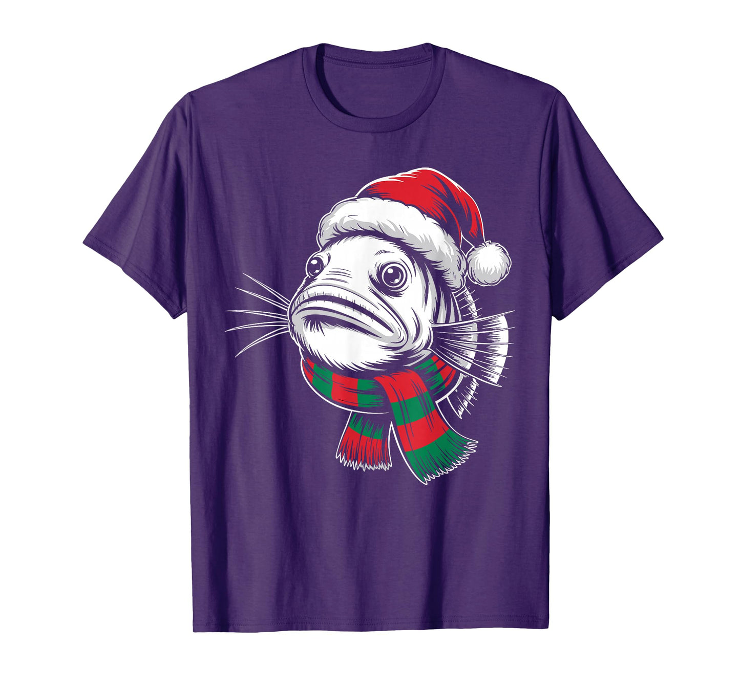 Anglerfish Xmas Santa Hat Scarf Christmas Costume T-Shirt