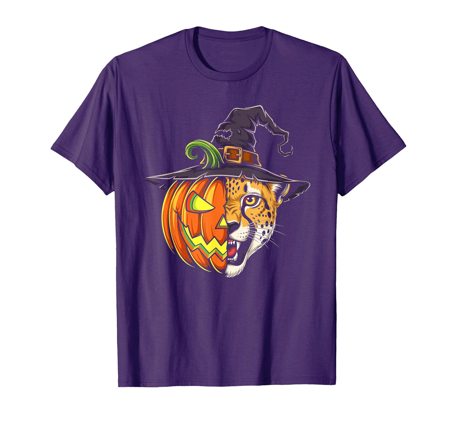 Cheetah Pumpkin Jack O Lantern Halloween Kids Mens Womens T-Shirt