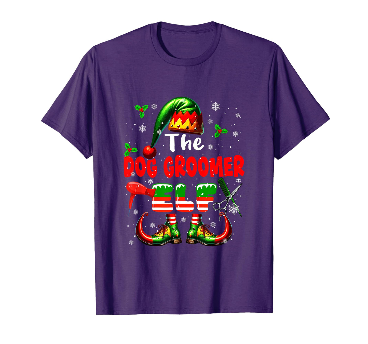 The Dog Groomer Elf Christmas Job Team Matching Parties T-Shirt
