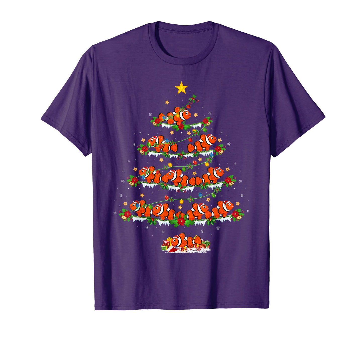 Clown Fish Christmas Tree Lights Funny Clown Fish Xmas T-Shirt