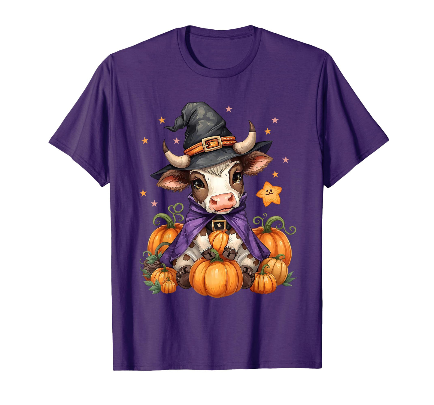 Cute Bull Witch Spooky Pet Halloween Matching Family Farm T-Shirt