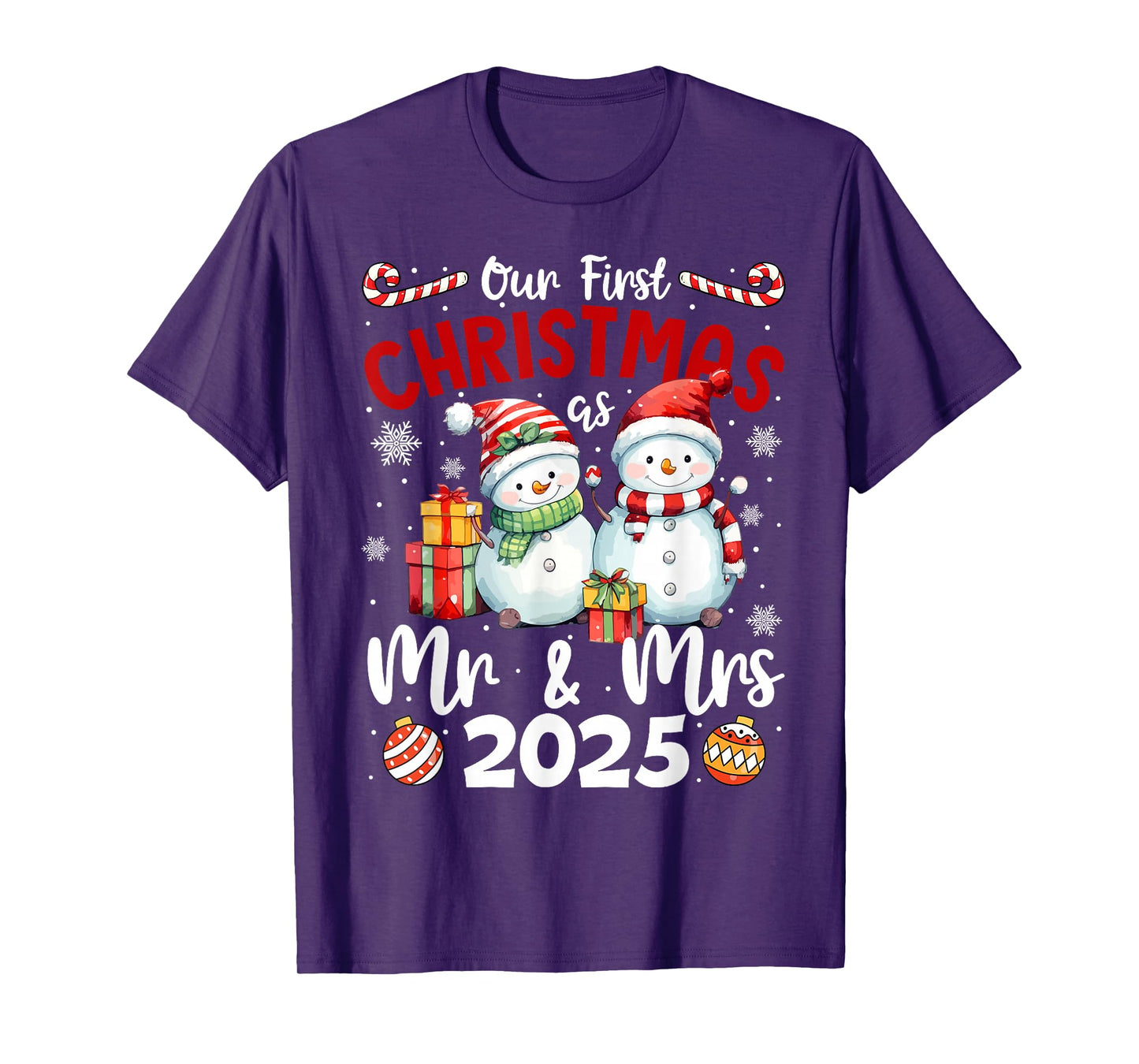 Our First Christmas as Mr Mrs 2025 Couple Matching Men Women T-Shirt