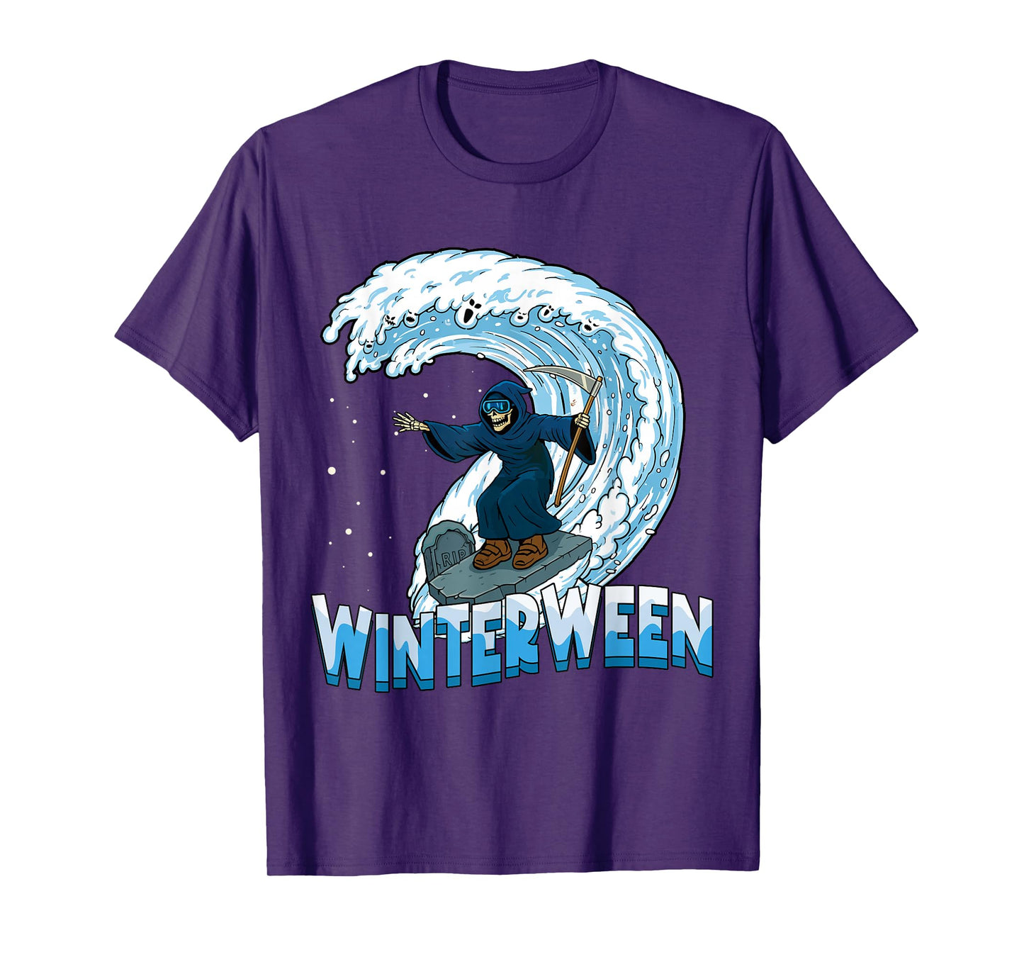 Winterween Winter Halloween Christmas Skeleton Snow Boarding T-Shirt