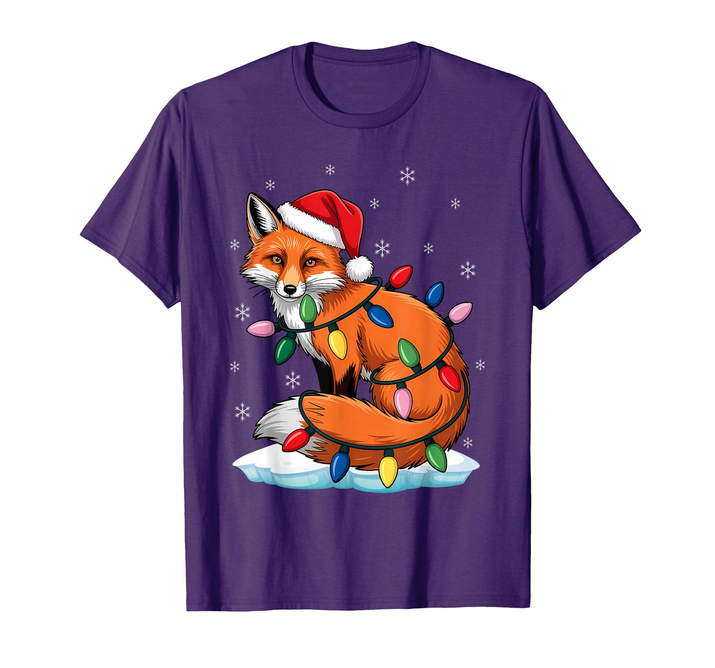 Santa Fox Christmas Lights Lover Hat T-Shirt