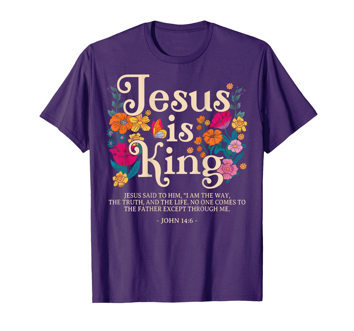 Vintage God Jesus Is King Floral Christian Religious Flowers T-Shirt