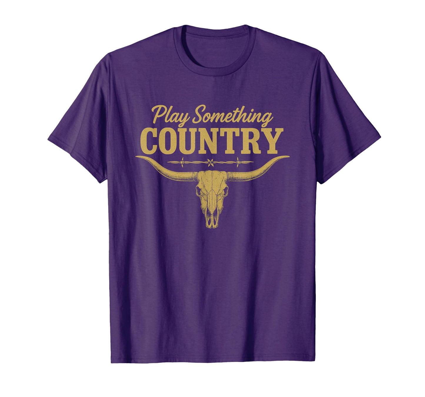 Play Something Country Music Bull Skull Southern Western T-Shirt