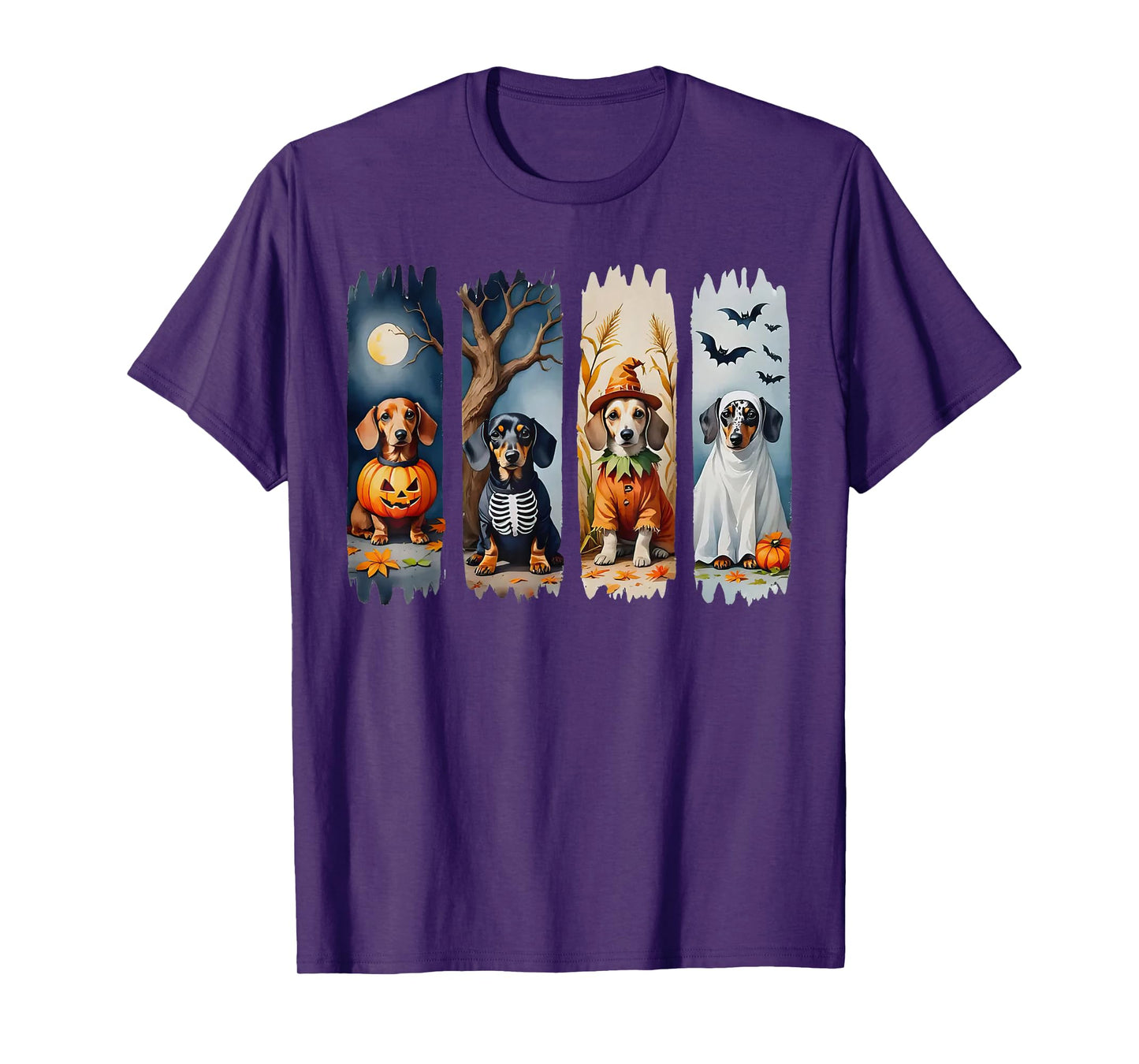 Cute Halloween Weiner Dogs in Costumes Funny Minimal T-Shirt