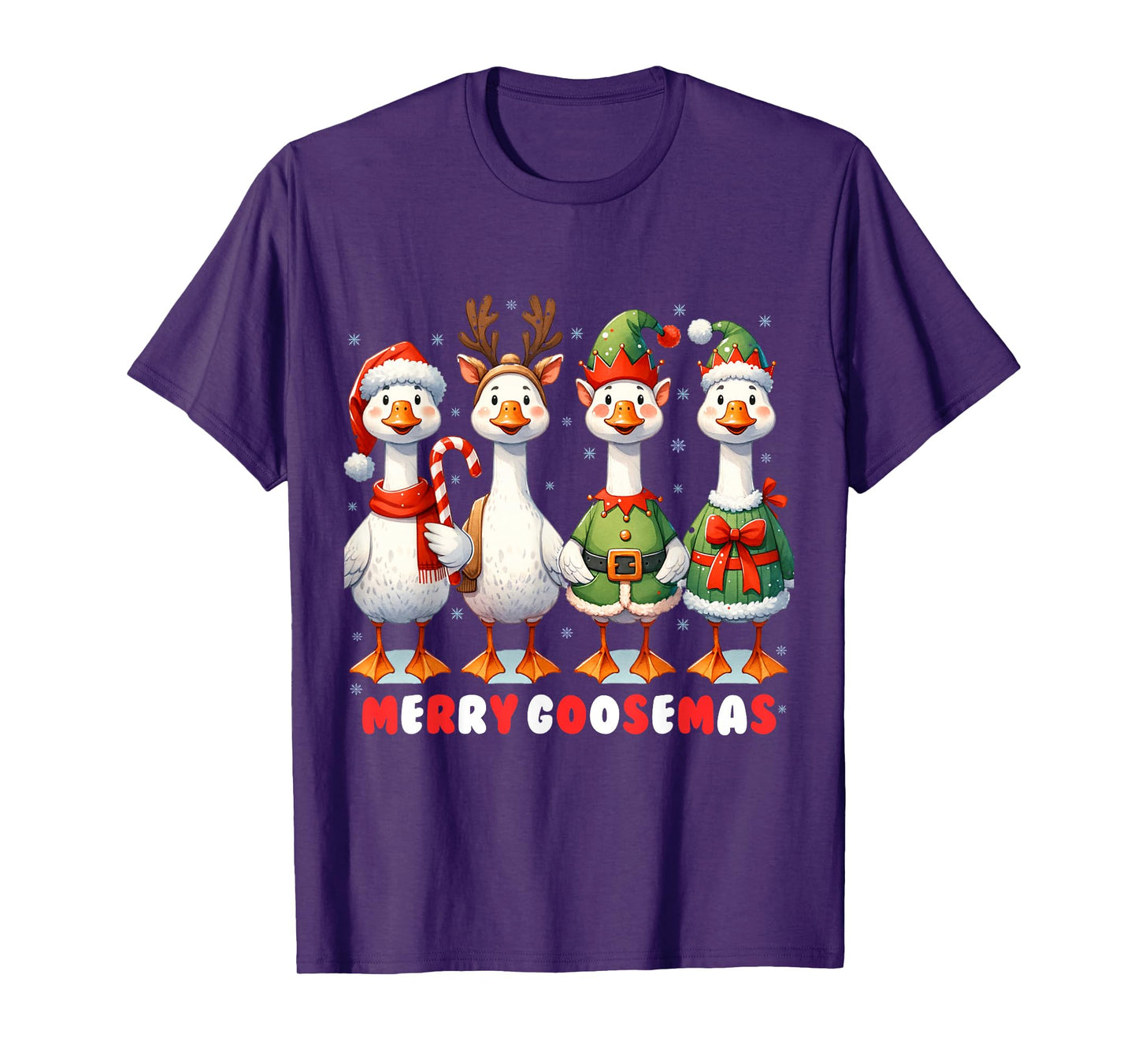 Funny Retro Merry Goosemas Christmas Silly Goose Xmas Lights T-Shirt