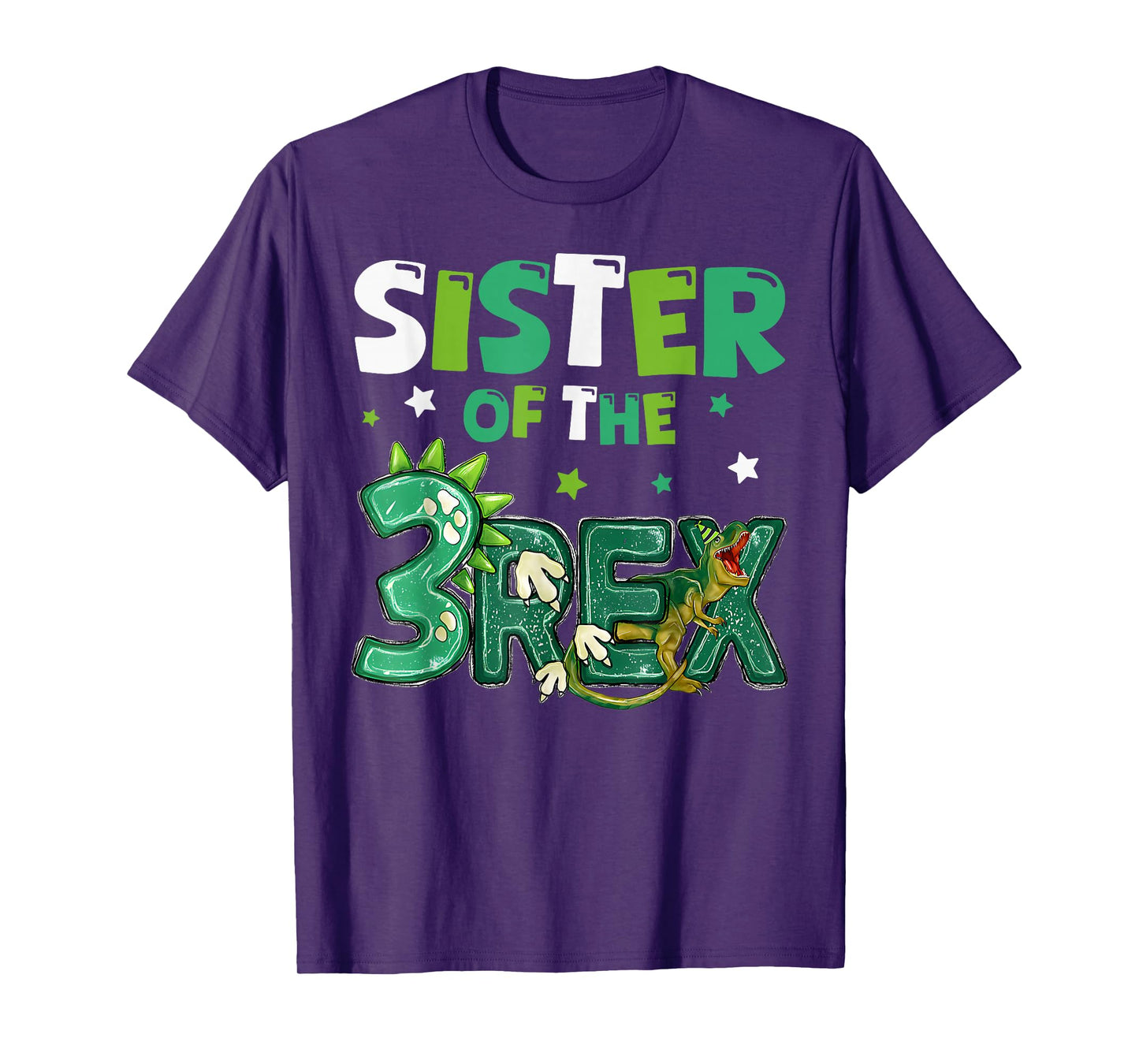 Sister of the Three Rex Birthday Dinosaur Family Matching T-Shirt