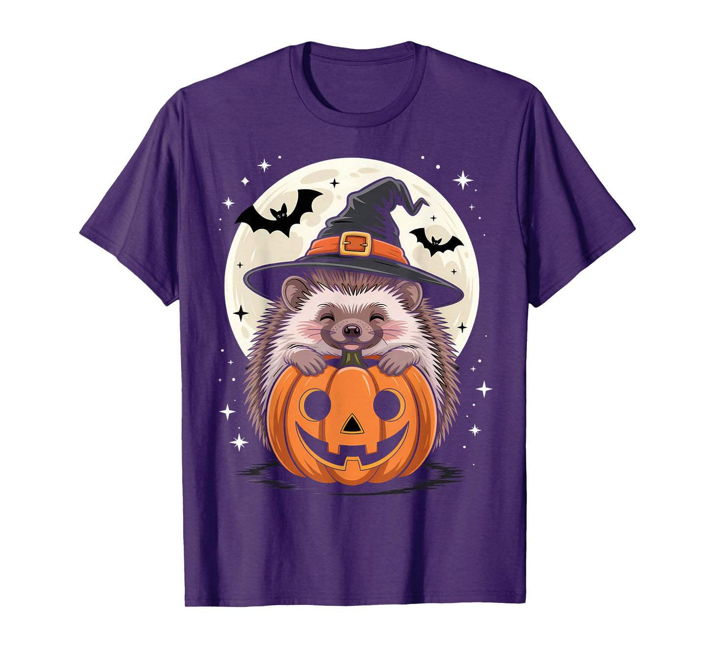 Halloween Hedgehog Witch Hat Pumpkin Spooky T-Shirt