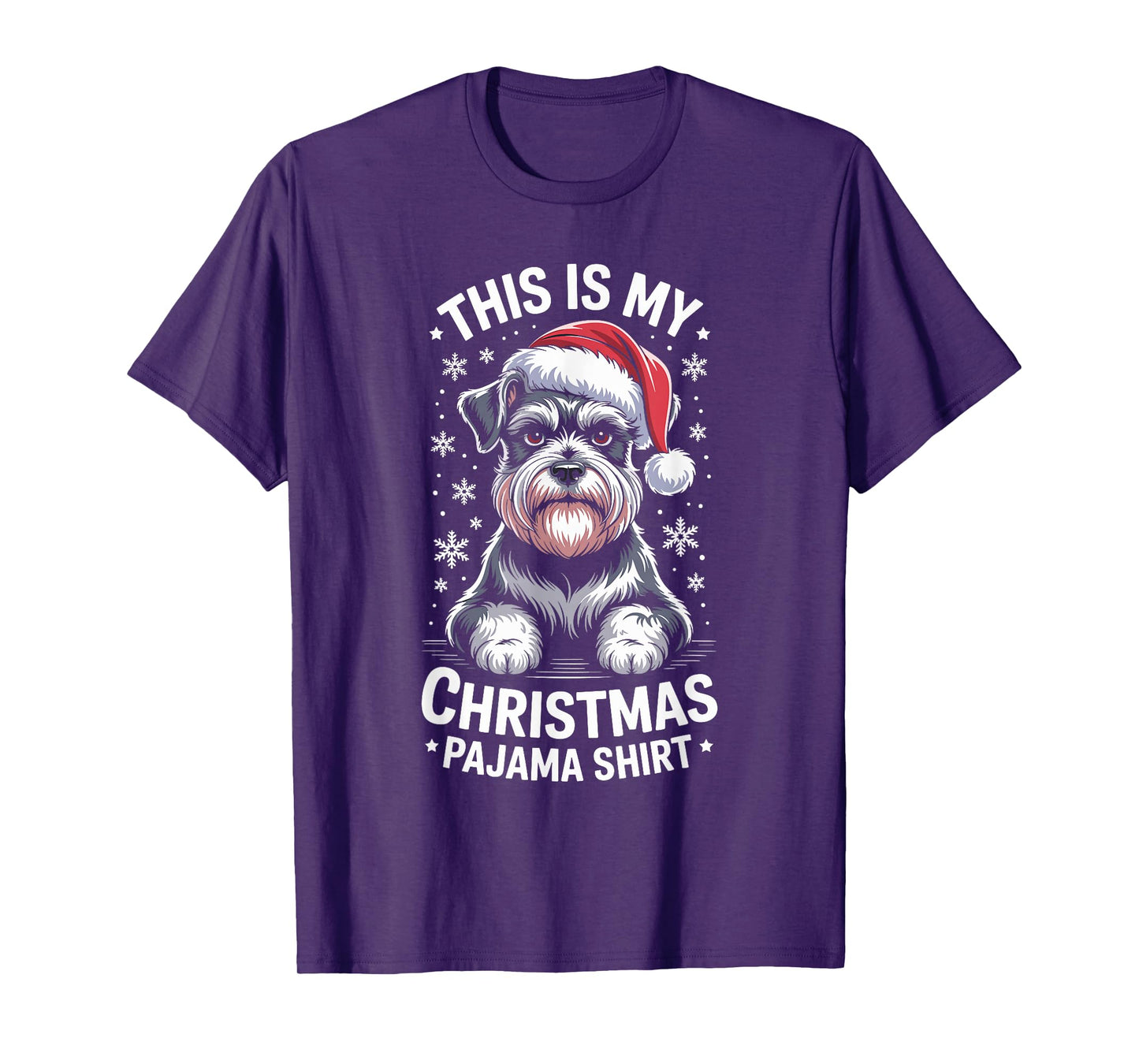 Funny Schnauzer Christmas Santa Hat Dog Lover Xmas T-Shirt