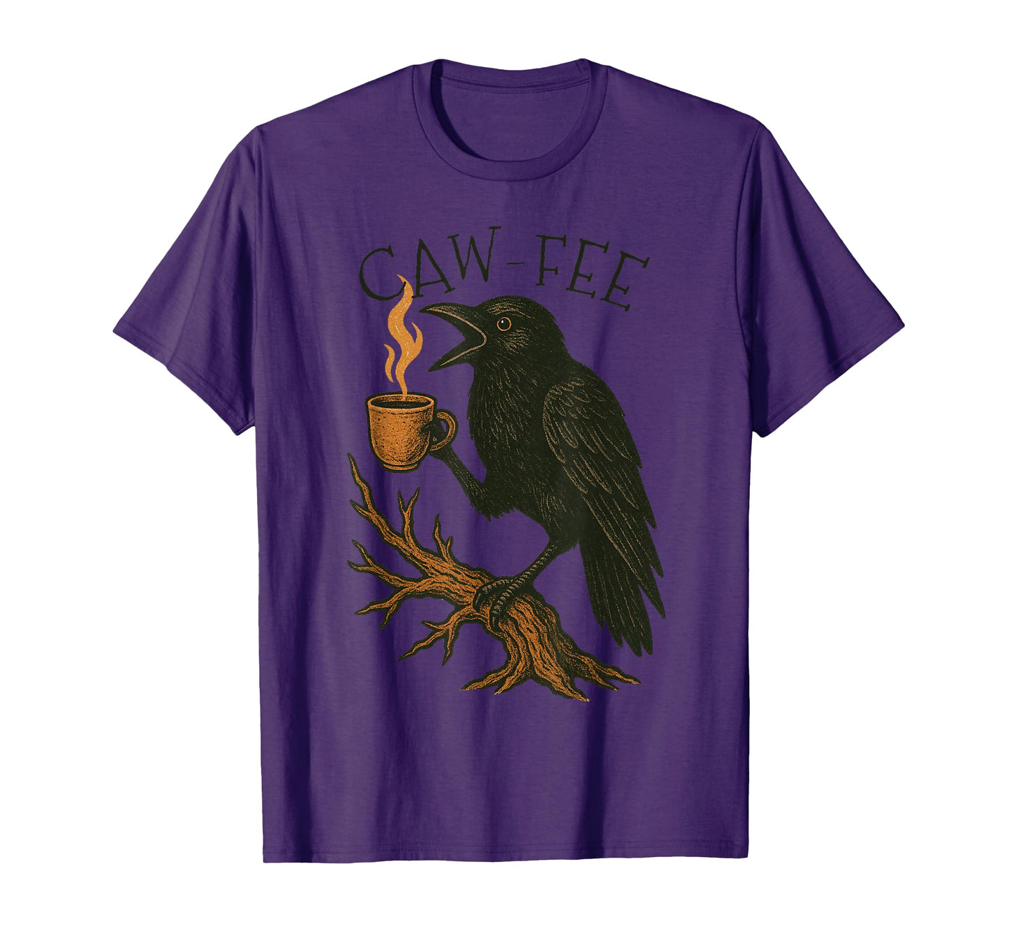 Caw-fee Funny Crow Blackbird Raven Caw Caffeine Coffee Lover T-Shirt