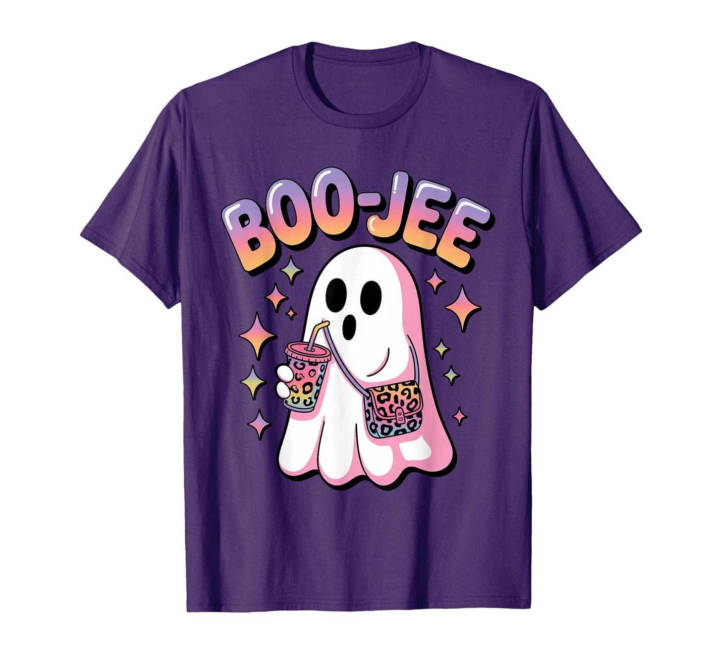 Ghost Coffee Boujee Funny Leopard Print Halloween Costume T-Shirt