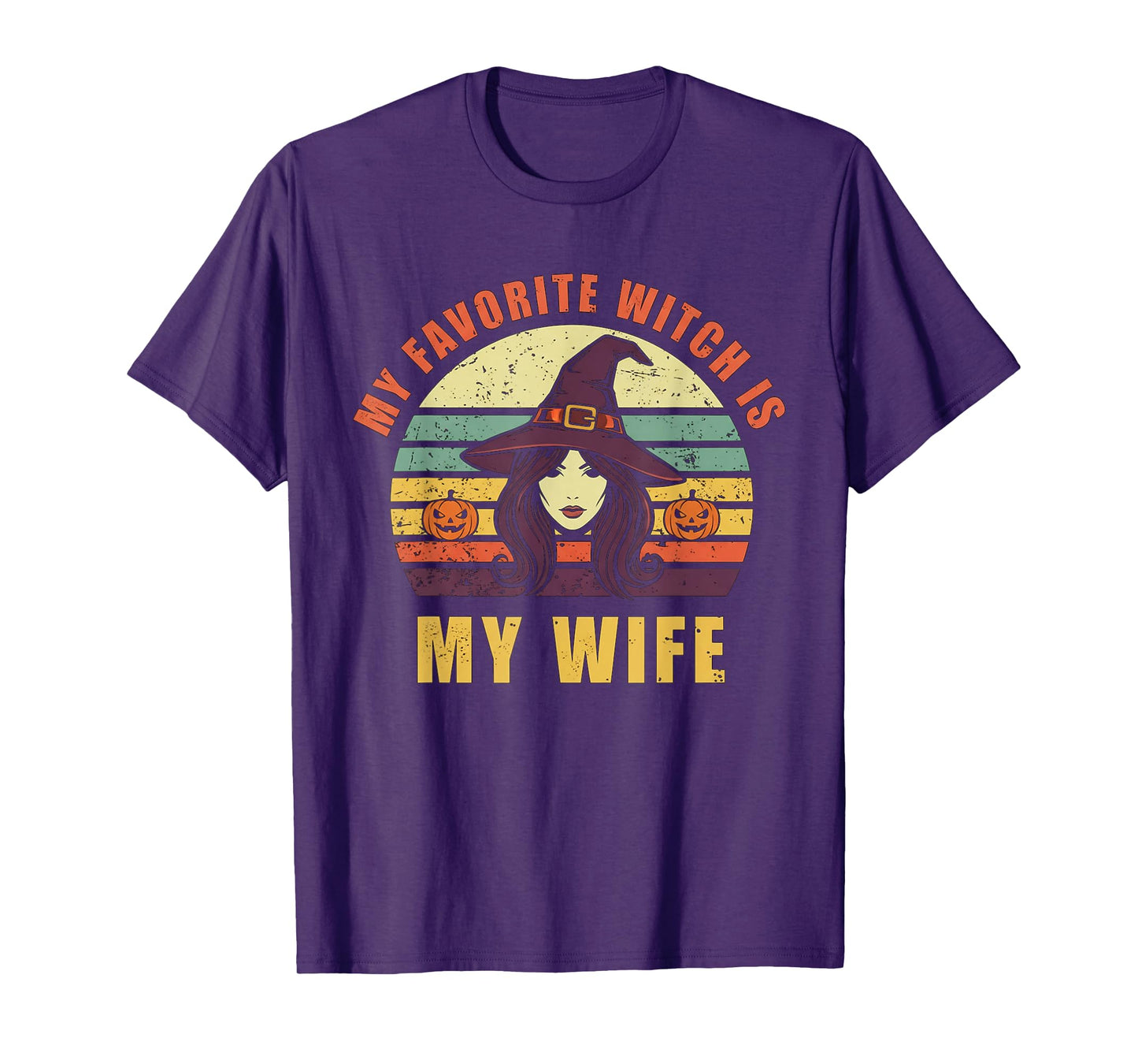 Vintage 70's Pumpkins Halloween My Favorite Witch is My Wife T-Shirt
