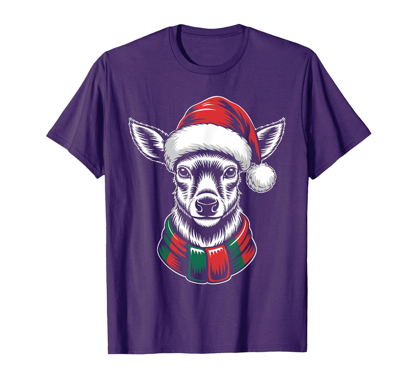 Deer Xmas Santa Hat Scarf Christmas Costume T-Shirt