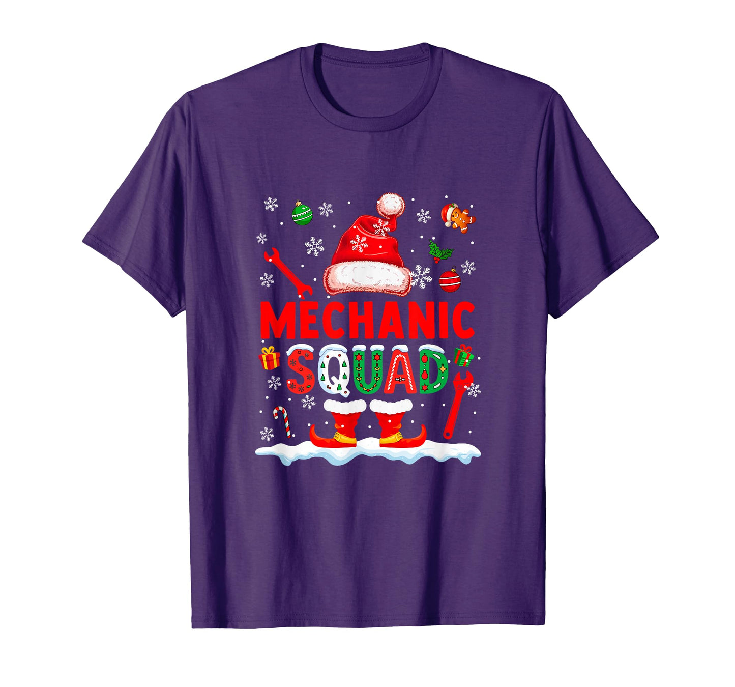 Mechanic Squad Men Job Christmas Santa Costume Bow Tie T-Shirt