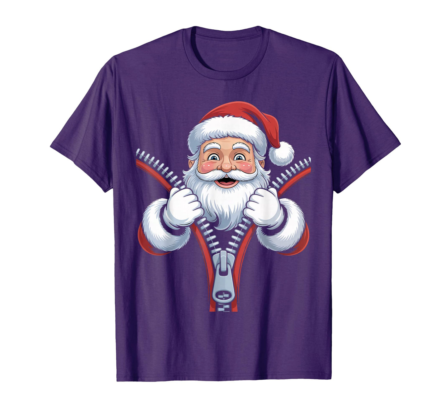 Cute Christmas Santa Emerging from Zipper Lover Xmas Funny T-Shirt