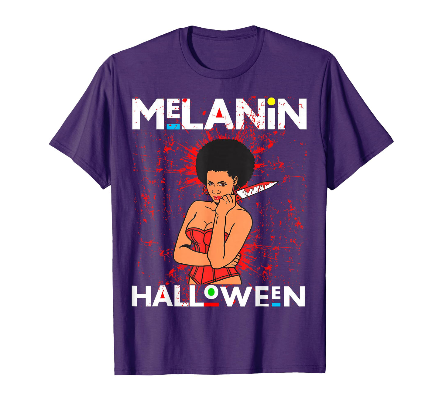 Funny Melanin Halloween Black Girl Magic Scary Blood Costume T-Shirt