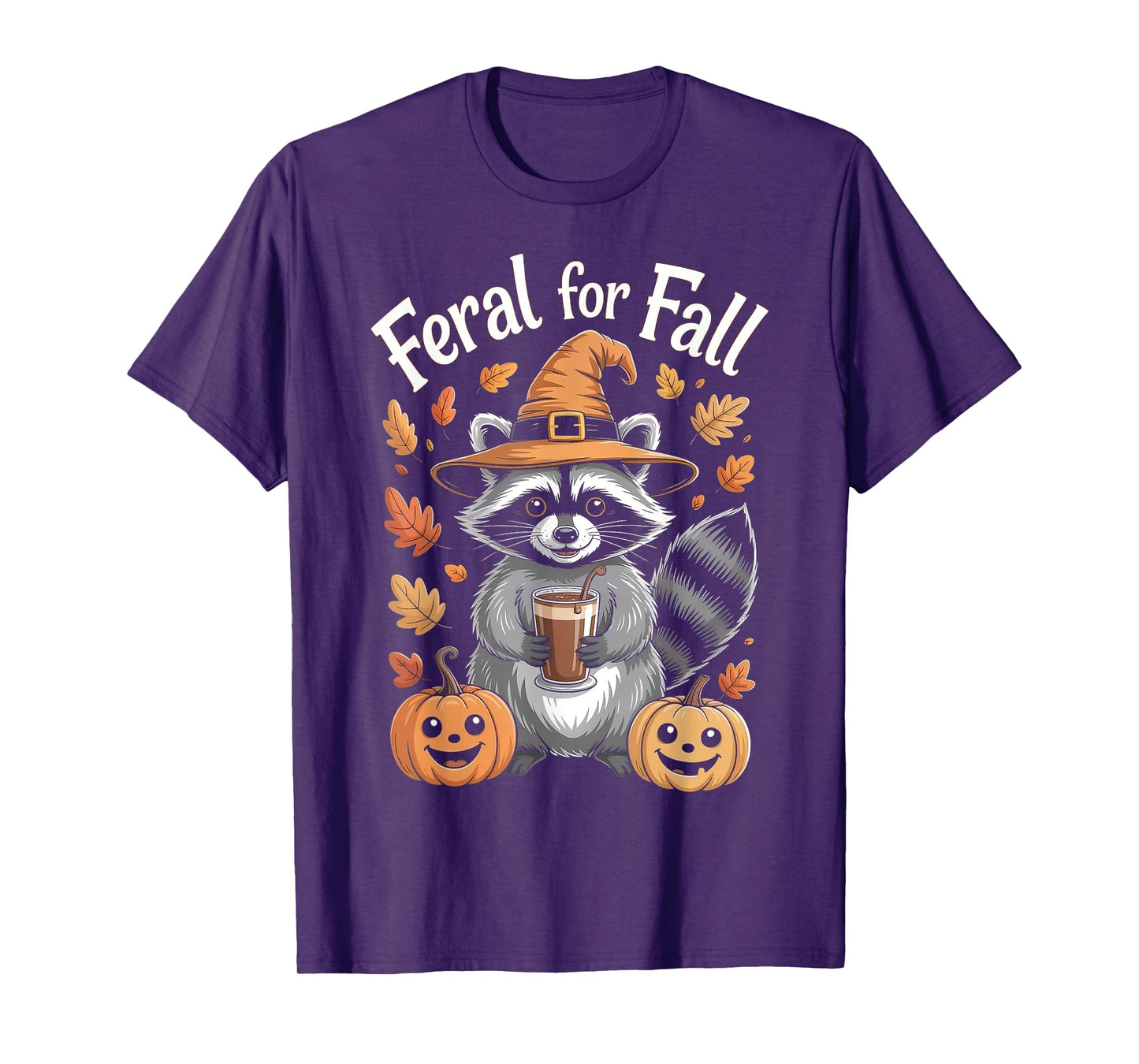 Feral for Fall Autumn Fall Pumpkin Funny Raccoon Coffee T-Shirt