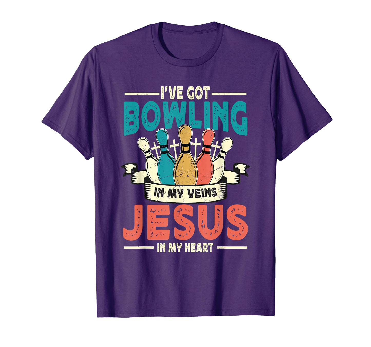 I've Got Bowling In My Veins and Jesus In My Heart Retro T-Shirt
