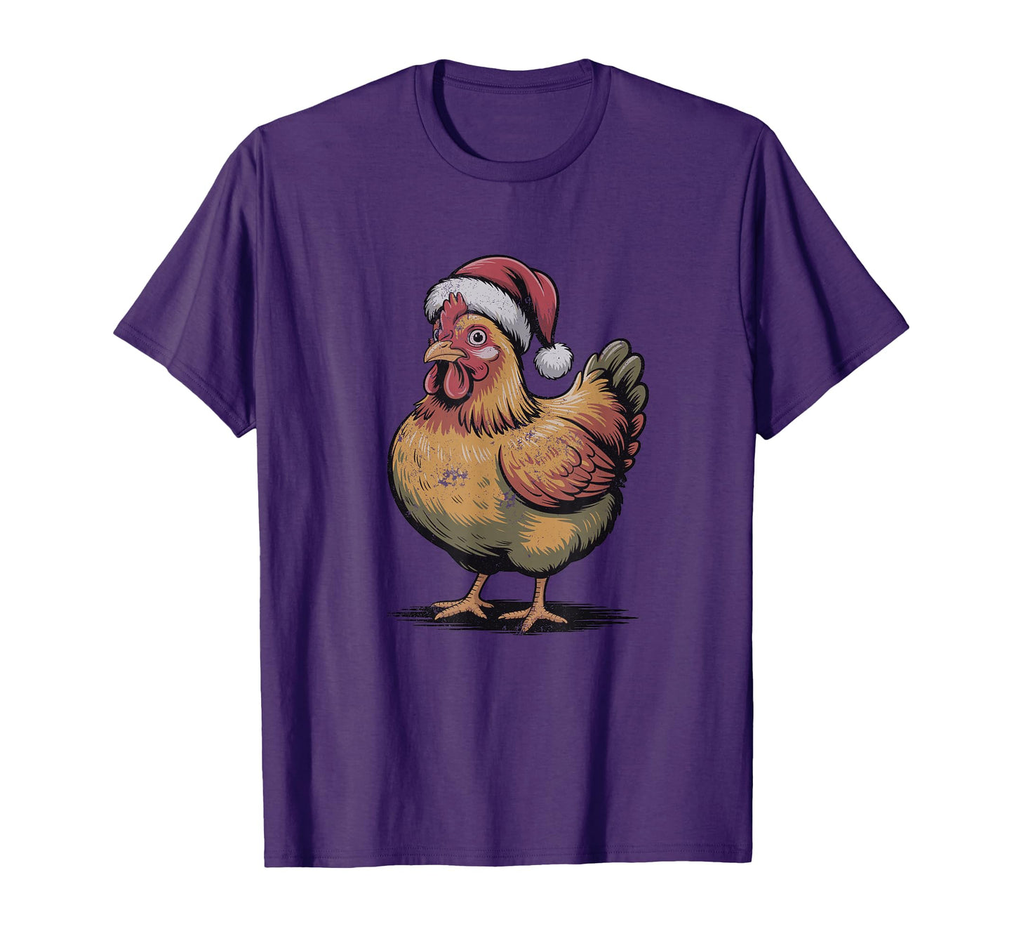Chicken Santa Hat Christmas Vintage Farm Animal Lover Pajama T-Shirt