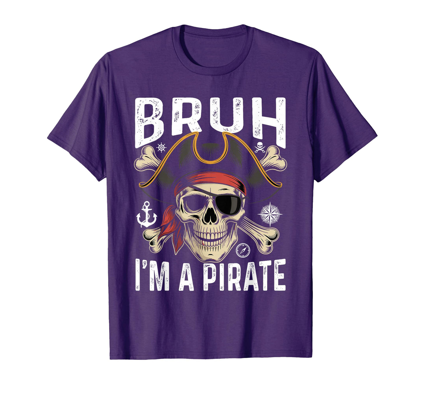 Bruh I'm a Pirate Funny Skull Costume Halloween T-Shirt