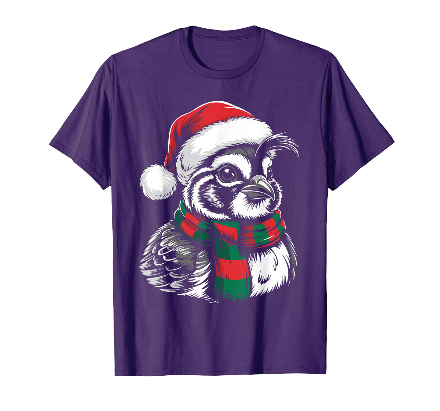 Quail Bird Xmas Santa Hat Scarf Christmas Costume T-Shirt
