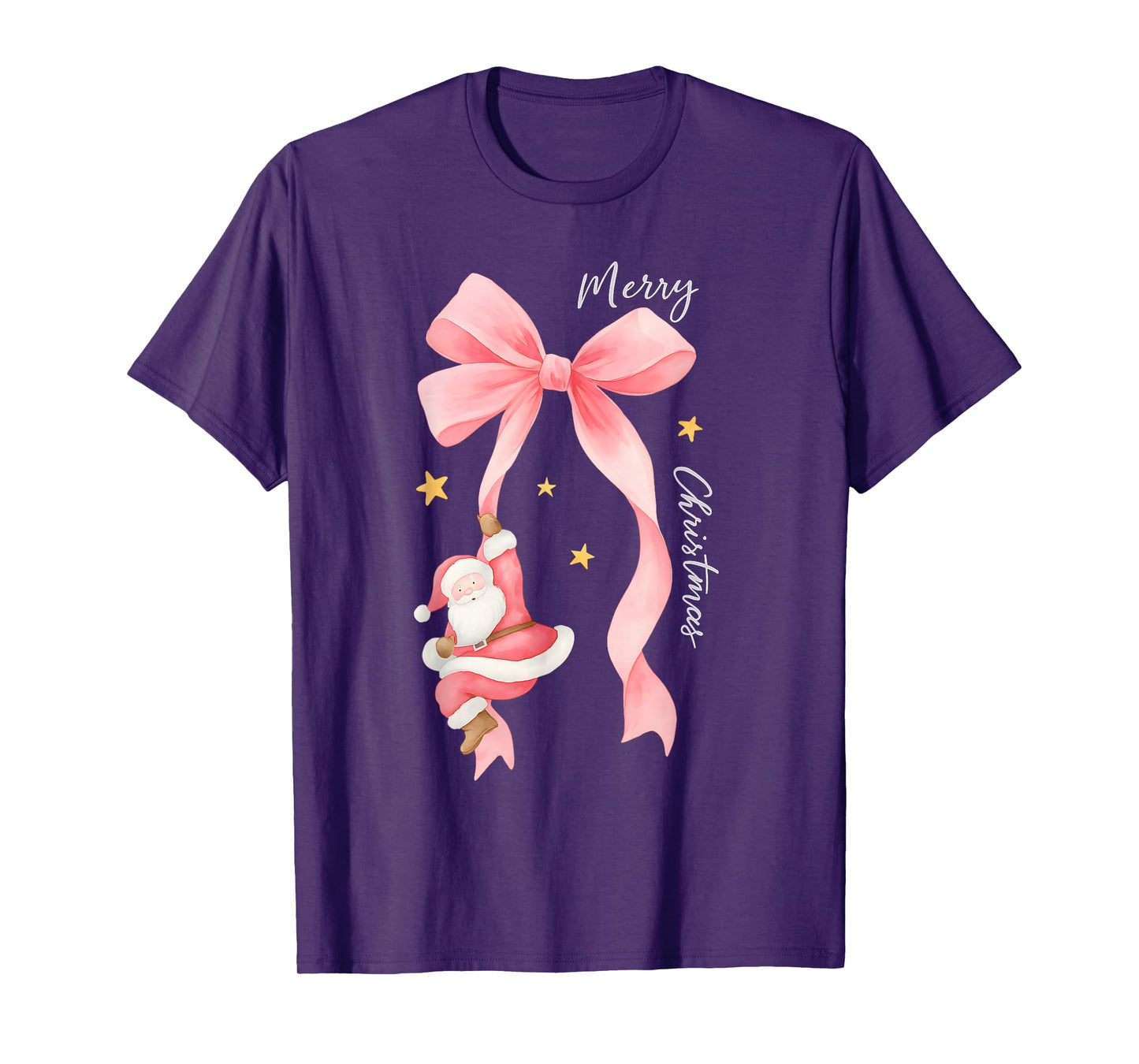Coquette Merry Christmas with Santa, Pink Xmas Santa Claus T-Shirt