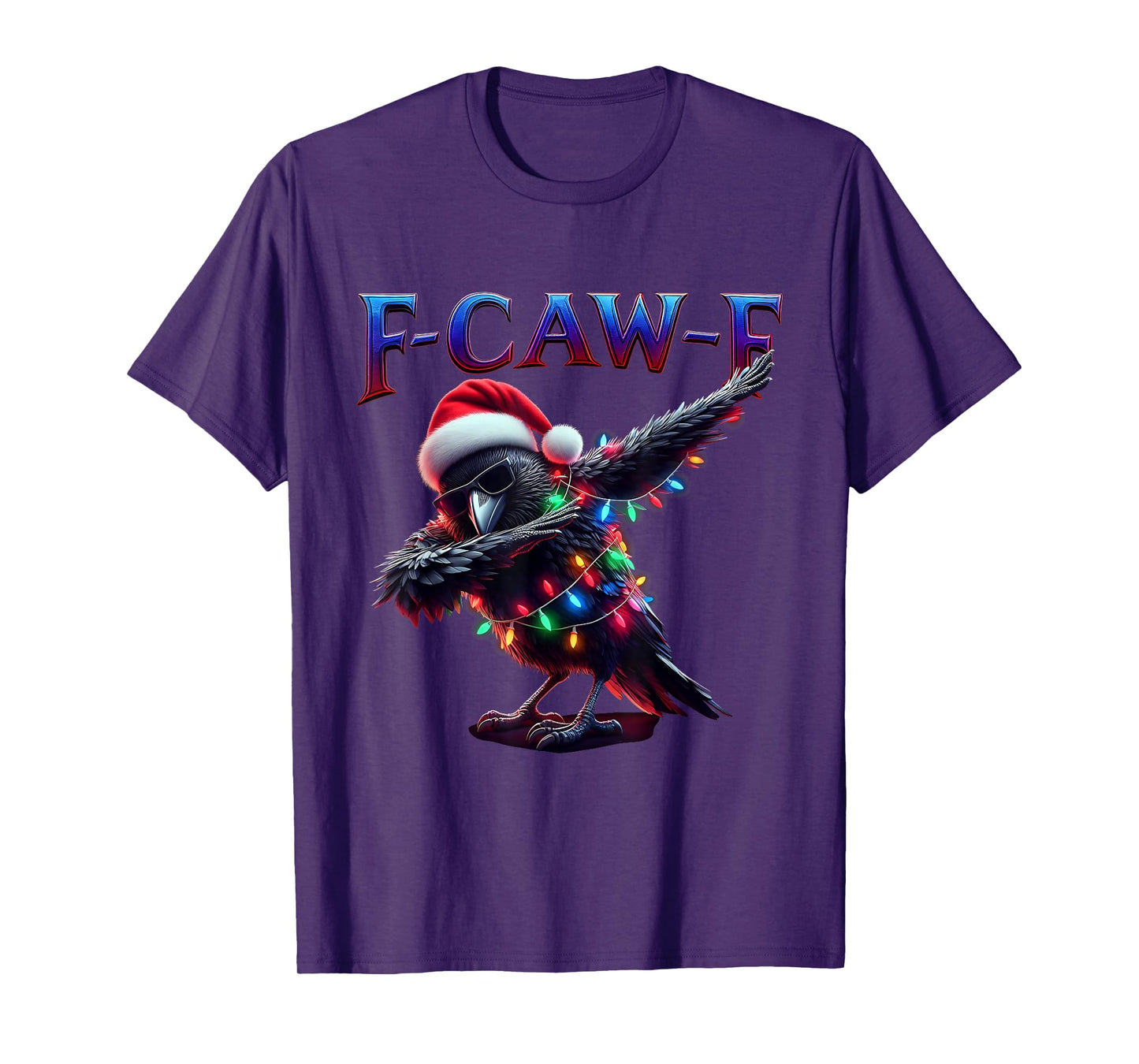 Christmas Horror Funny Black Crow F-Caw-F Santa Vintage T-Shirt