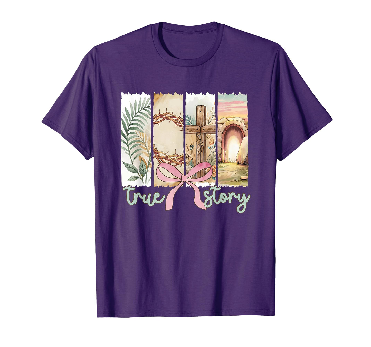 True Story He Is Risen Retro Christian Easter Coquette Bow T-Shirt