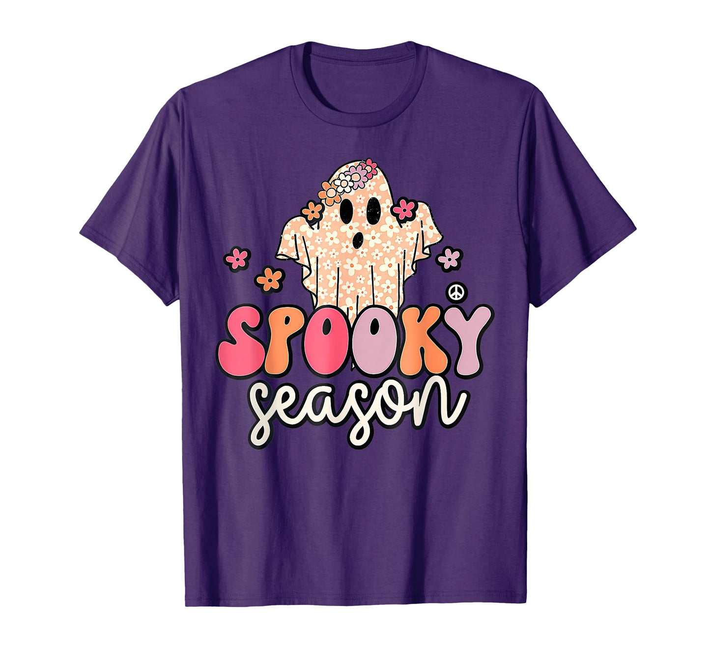 Groovy Spooky Season Ghost Flower Halloween Costume Girls T-Shirt