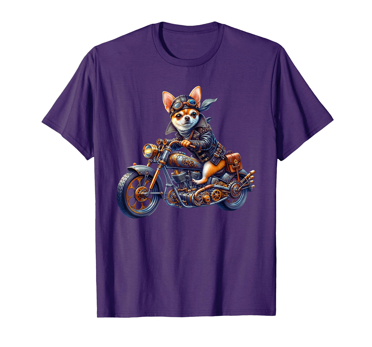 Cool Steampunk Chihuahua Biker Vintage Motorcycle Dog Lovers T-Shirt