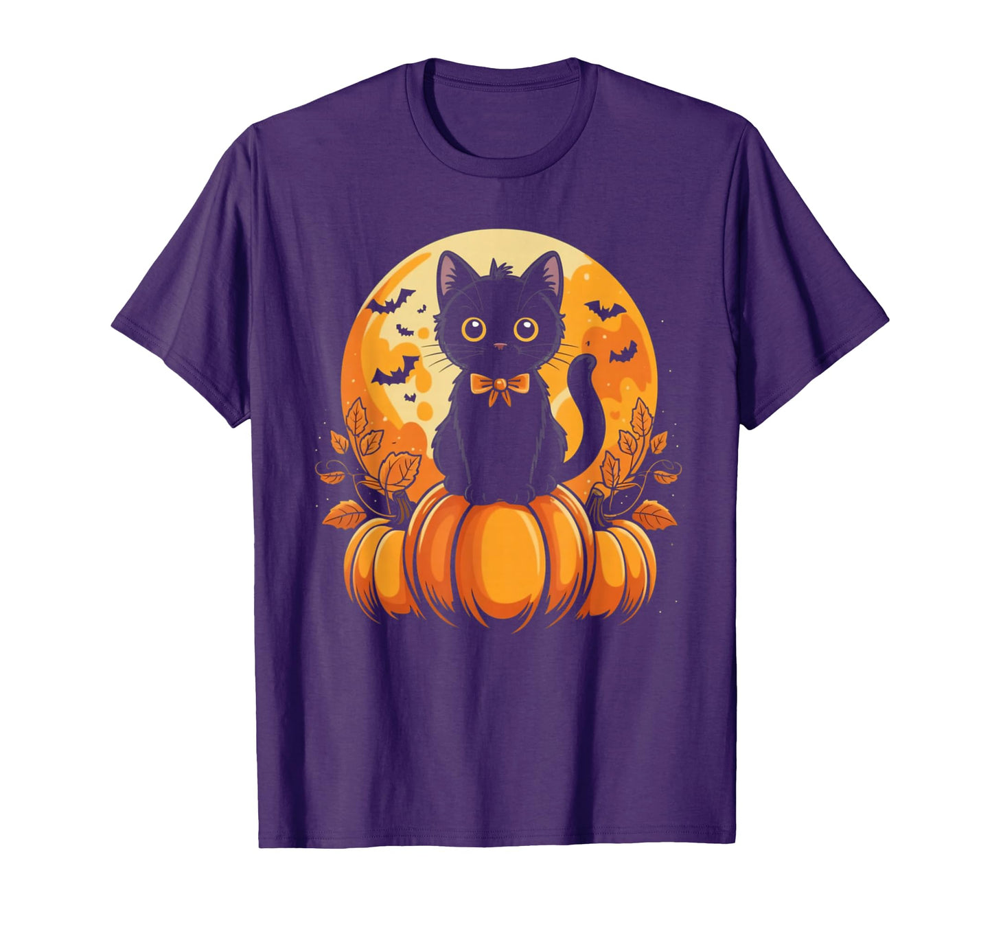 Retro Black Cat Pumpkin Halloween Costume Fall Autumn Gifts T-Shirt