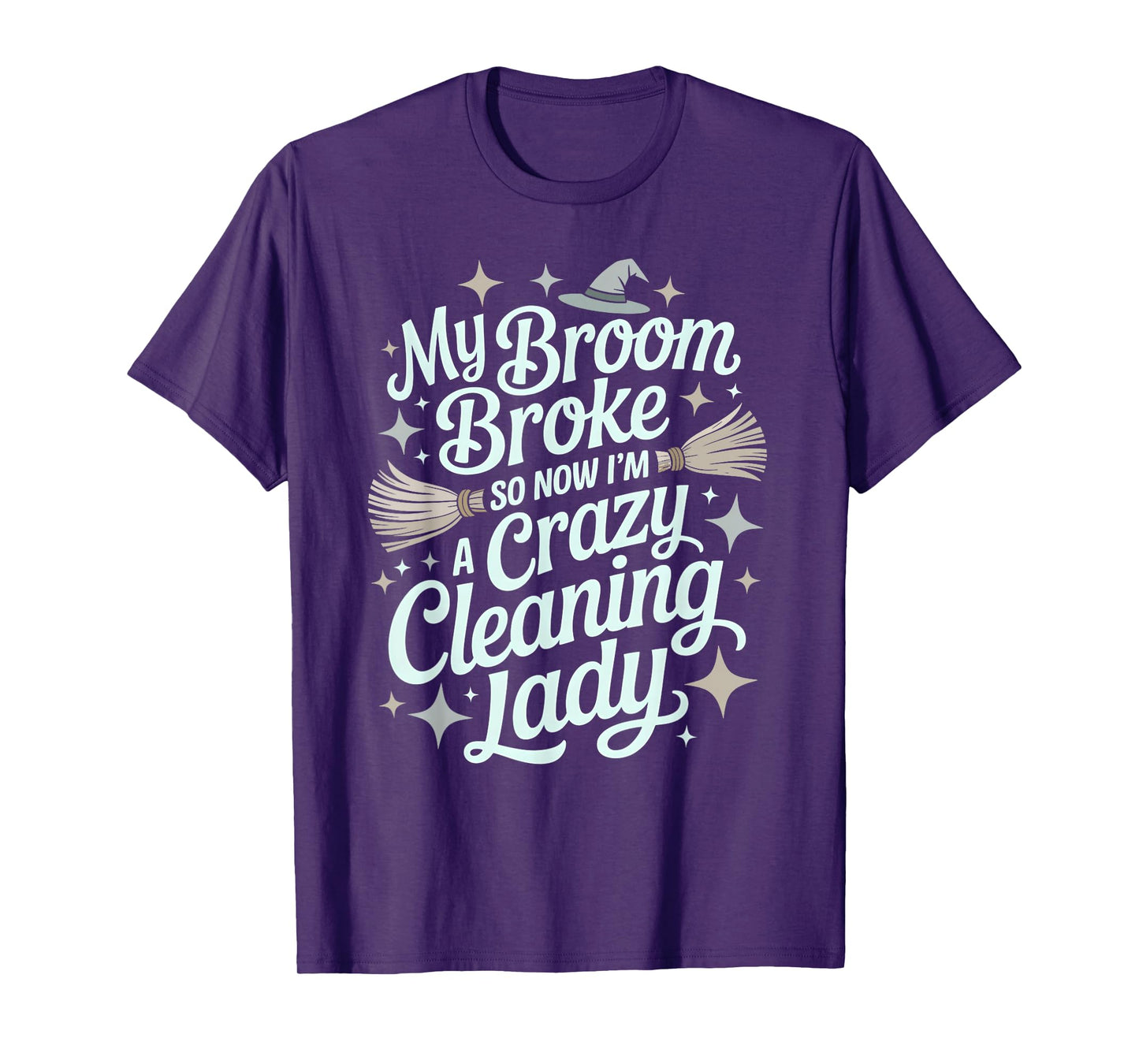 Kawaii Cleaning Lady Witch Broom Broke Janitor Team Scrub T-Shirt