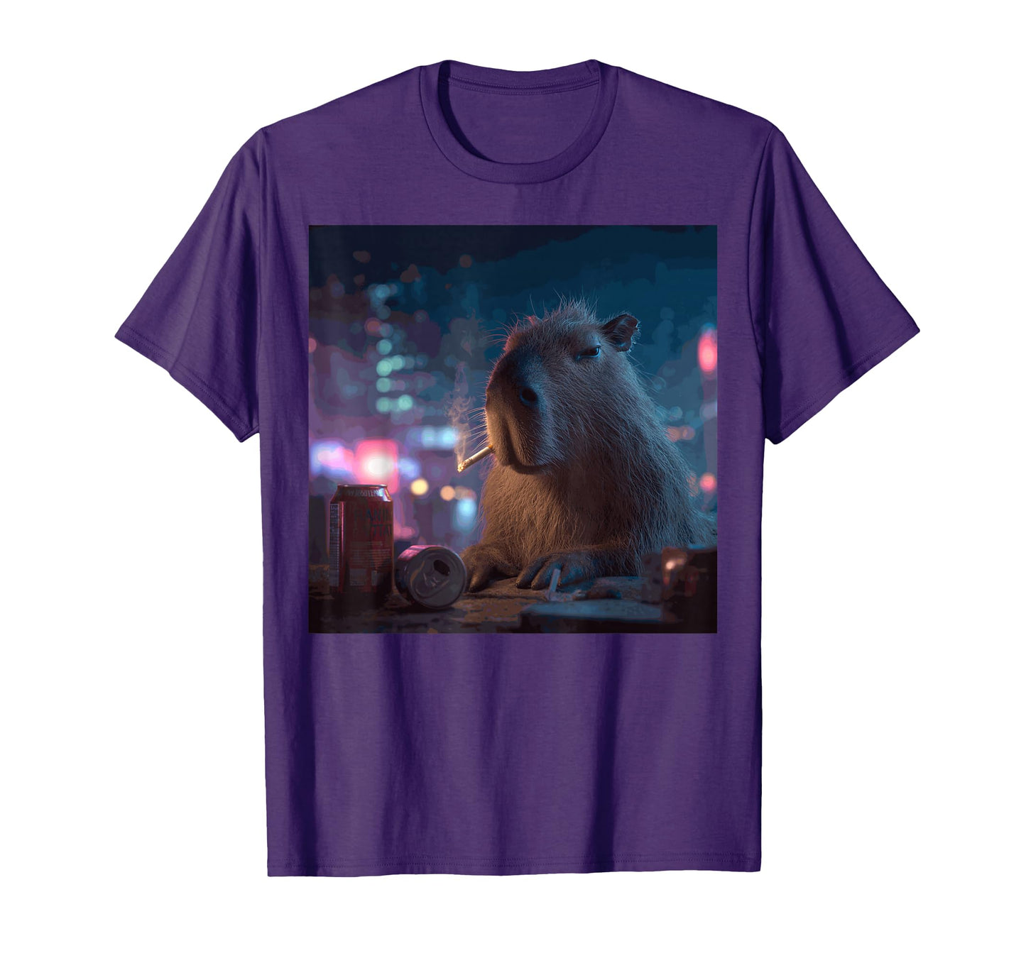 Funny Graphic Capybara Smoking Adult Funny T-Shirt