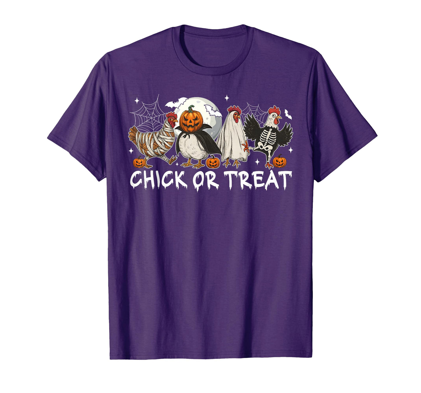 Chick Or Treat Funny Halloween Pumpkin Ghost Spooky Chicken T-Shirt