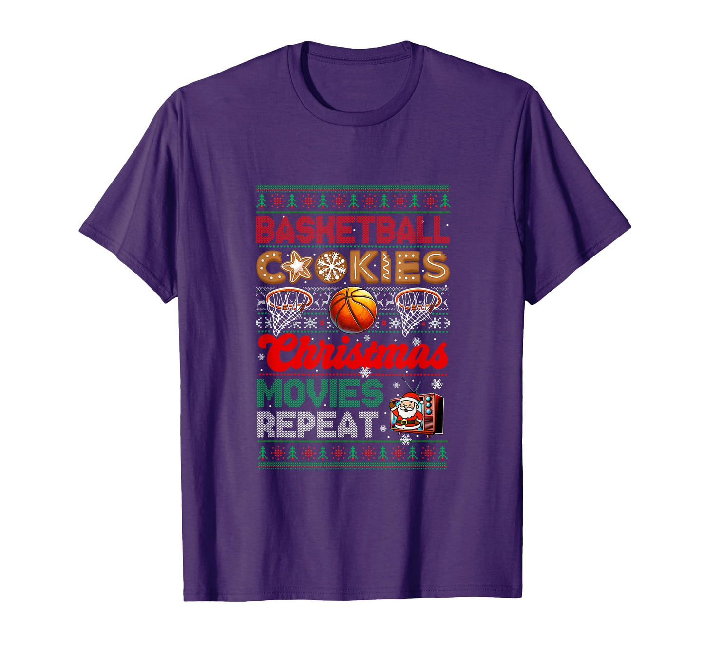 Basketball Cookies Christmas Movies Repeat Sweater Player T-Shirt