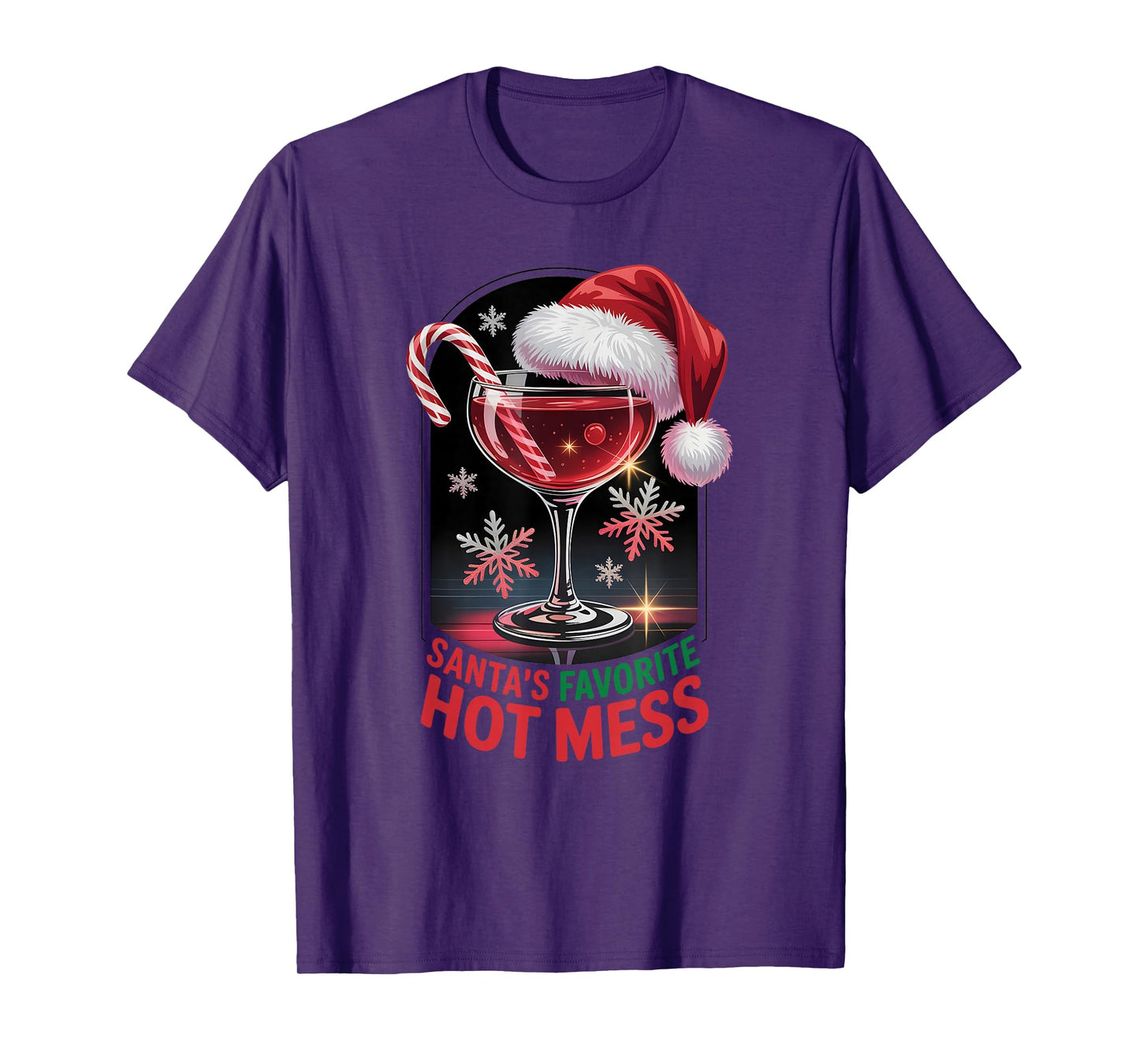 Santa’s Favorite Hot Mess Christmas Alcohol Party Humor T-Shirt