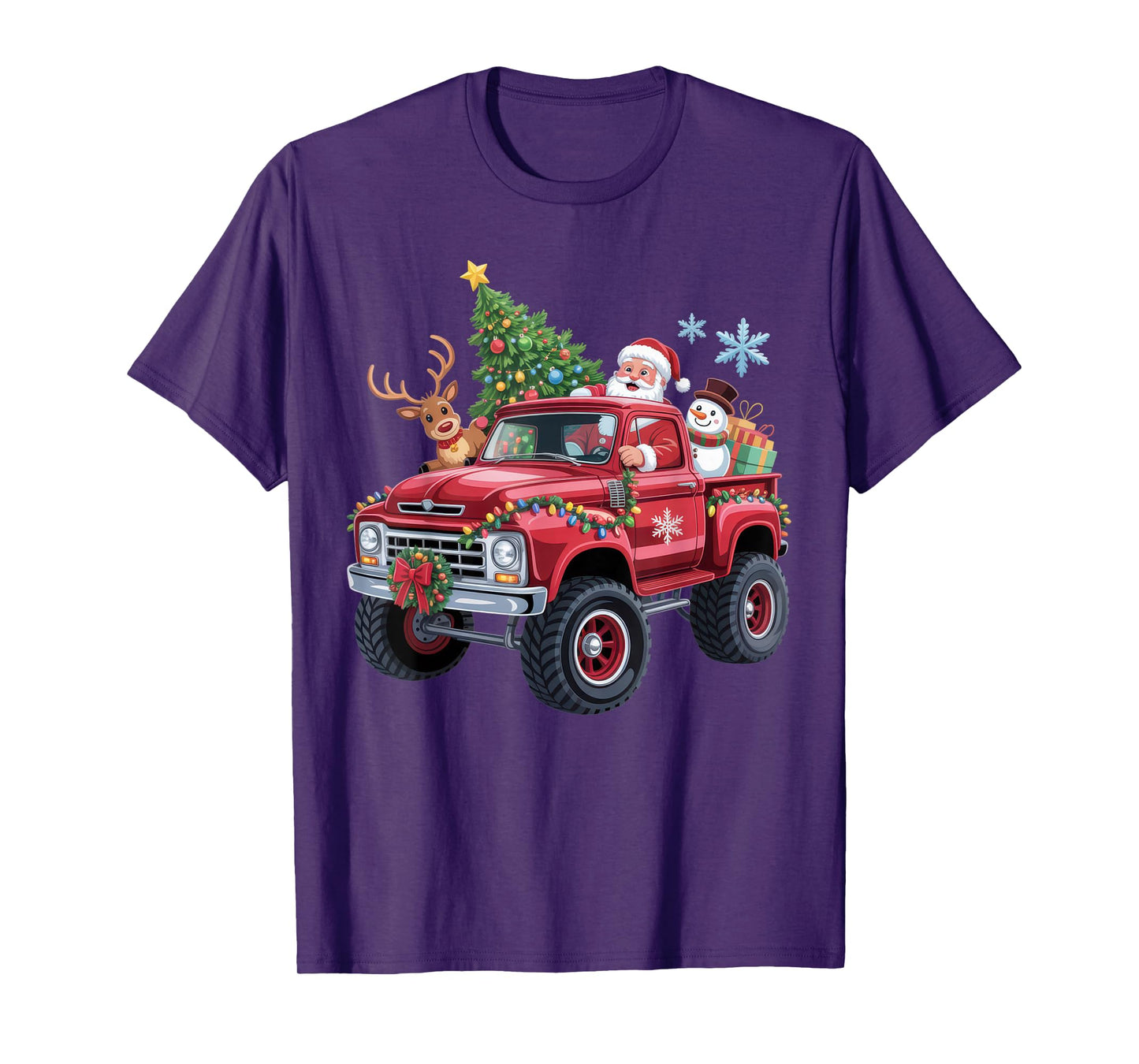 Santa's Christmas Adventure Monster Truck for Festive Fun T-Shirt
