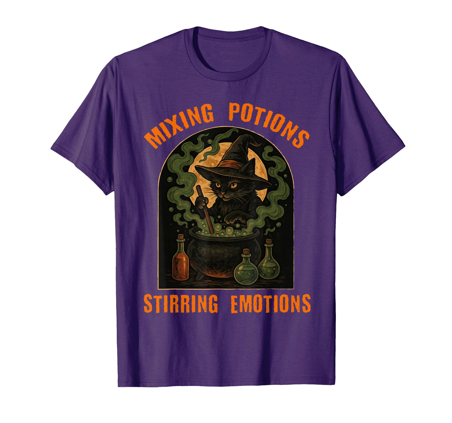 Mixing Potions Stirring Emotions Witch Cat Occult Wicca T-Shirt